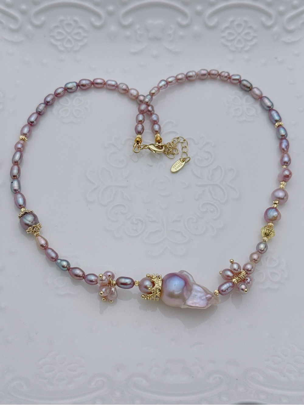 26X550 Handmade Freshwater Baroque Pearl Necklace 16+2” Gold plated